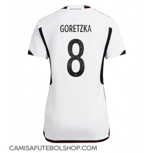 Camisa de time de futebol Alemanha Leon Goretzka #8 Replicas 1º Equipamento Feminina Mundo 2022 Manga Curta